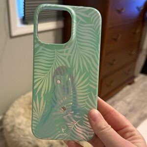 Green Leaf Pattern iPhone 14 Pro Max Loopy Phone Case (RIGHTY)